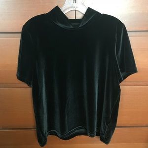 Madewell black velvet mock turtleneck top